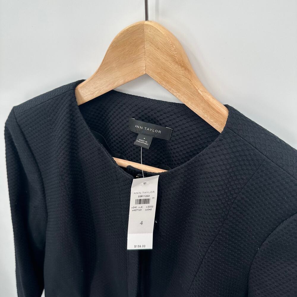 ANN TAYLOR NWT Black Peplum Full Zip Blazer // 4 - Picture 3 of 9